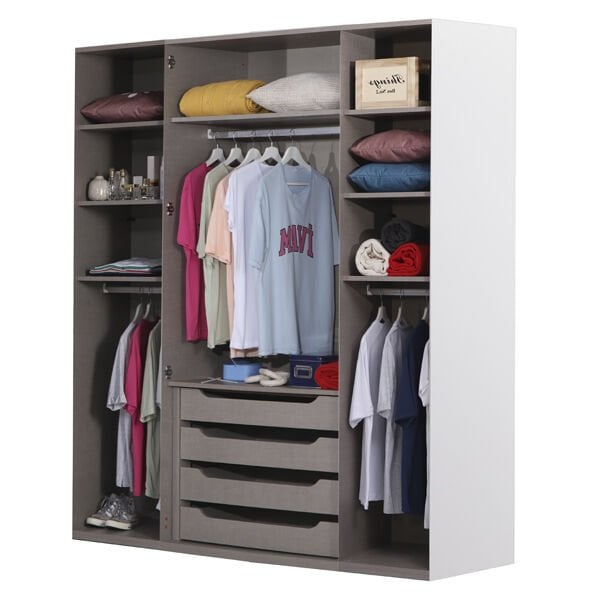 Puzzle Retro 4 Kapılı Dolap 434 + 2K İç Çekmece