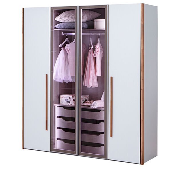 Puzzle Retro 4 Kapılı Dolap 434 + 2K İç Çekmece | Benimodam