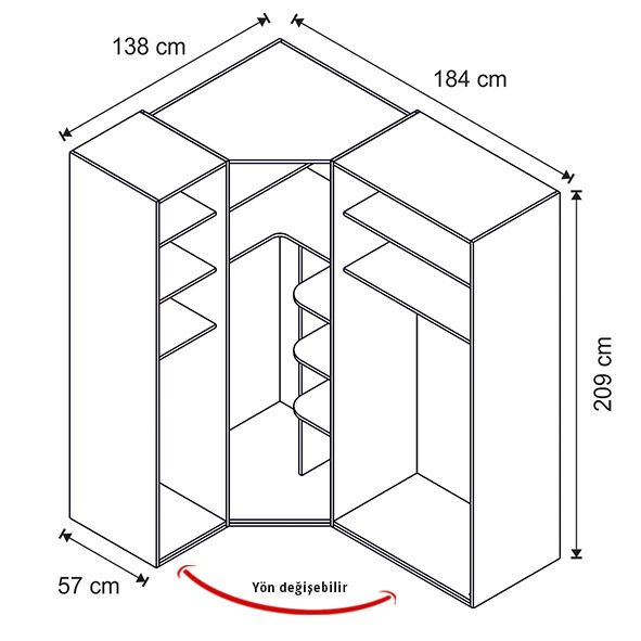 Puzzle Torino 4 Kapılı Köşe Dolap 833 | Benimodam
