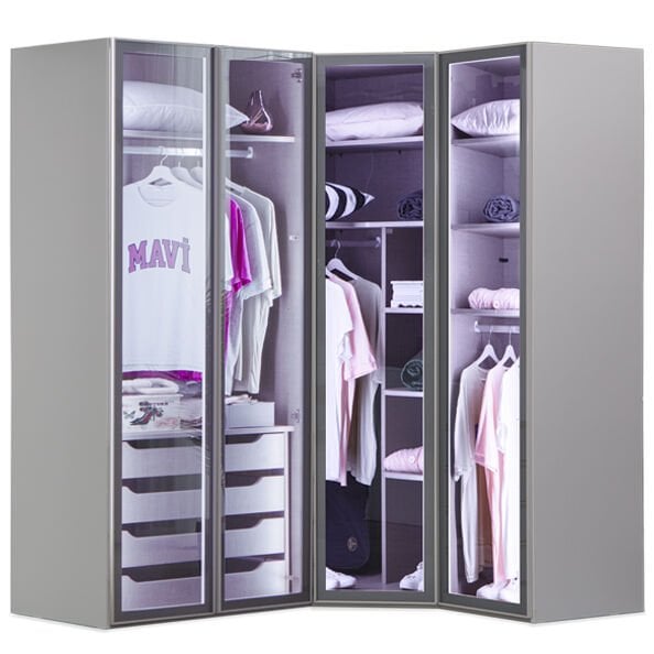 Puzzle Elegant 4 Kapılı Köşe Dolap 835 + 2K İç Çekmece