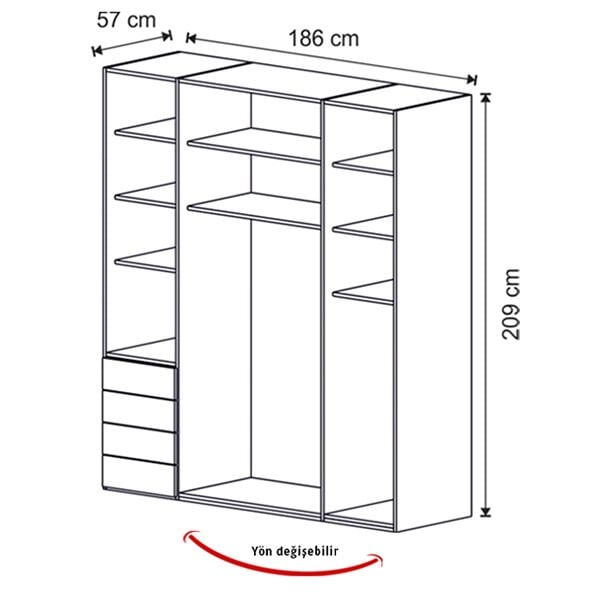 Puzzle Rose 4 Kapılı Dolap 436