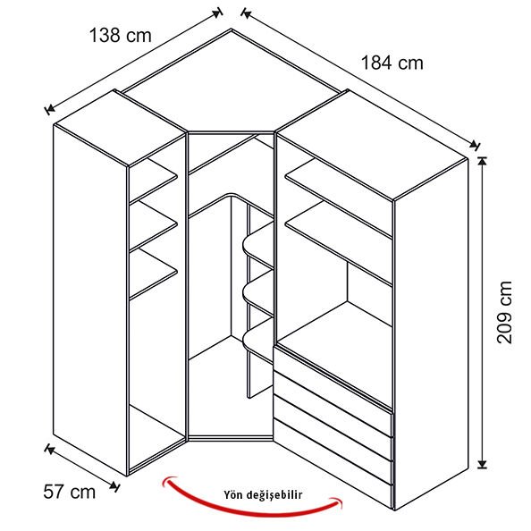 Puzzle Isabella 4 Kapılı Köşe Dolap 837