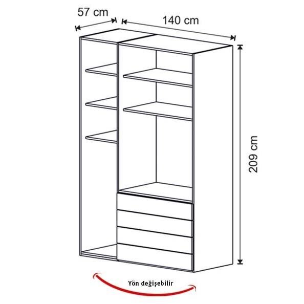 Puzzle Loft 3 Kapılı Dolap 307