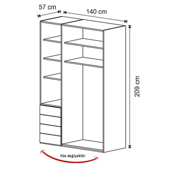 Puzzle Loft 3 Kapılı Dolap 312