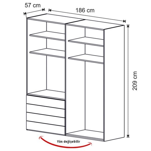 Puzzle Atlas White 4 Kapılı Dolap 408