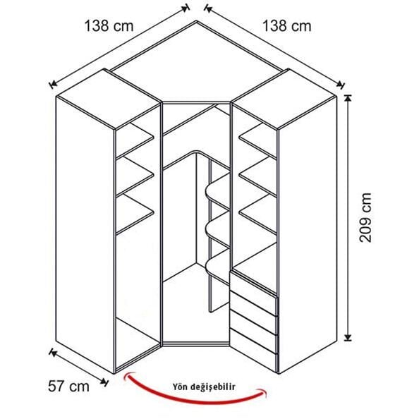 Puzzle Atlas 3 Kapılı Köşe Dolap 808 | Benimodam