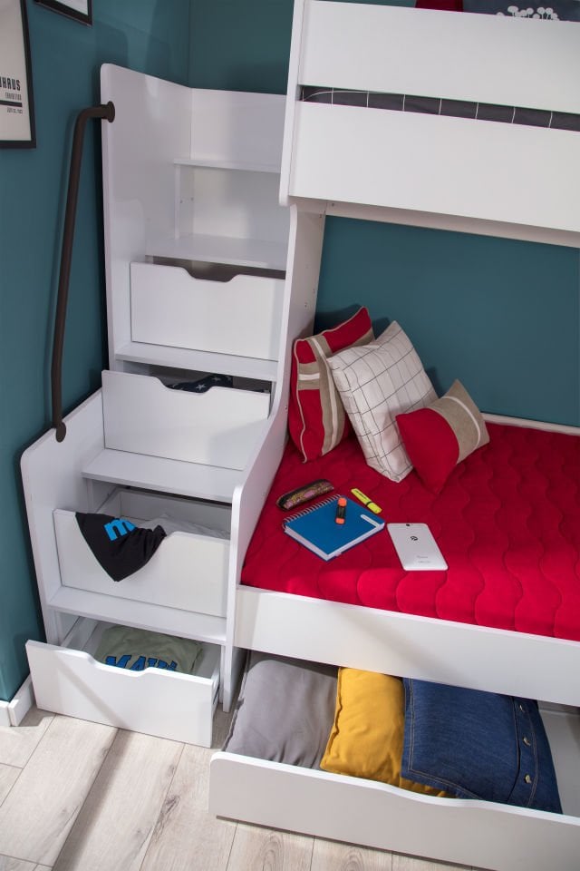 T.Ü. Çekmeceli Ranza (Beyaz - Siyah)