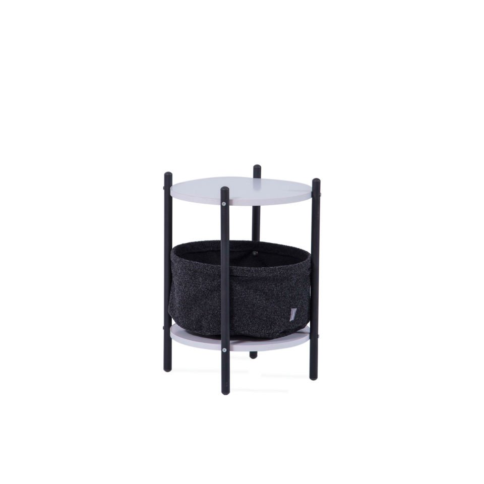 T.Ü. Yuvarlak Sehpa (Beyaz - Siyah)