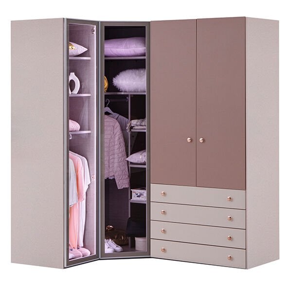 Puzzle Rose 4 Kapılı Köşe Dolap 839