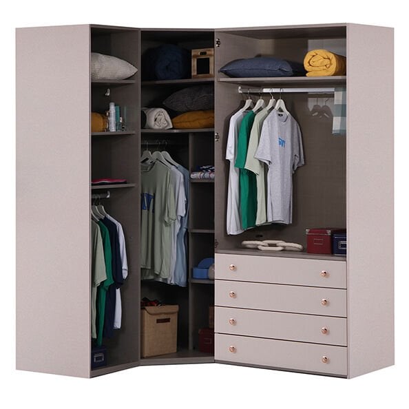 Puzzle Rose 4 Kapılı Köşe Dolap 839